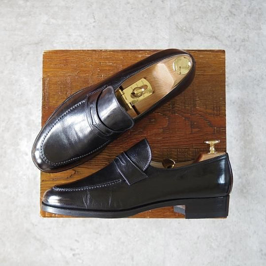 極上★(伊)タニノクリスチー SIZE 5【定価15万円以上★コインローファー/122459】センターエラスティック/カーフ/黒/TANINO CRISCI★j215