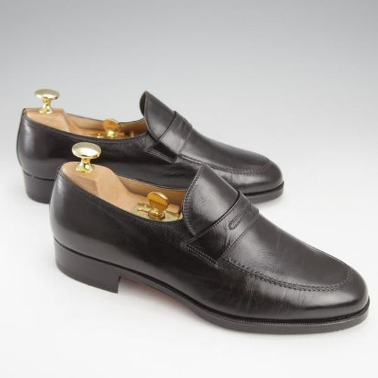 極上★(伊)タニノクリスチー SIZE 5【定価15万円以上★コインローファー/122459】センターエラスティック/カーフ/黒/TANINO CRISCI★j215