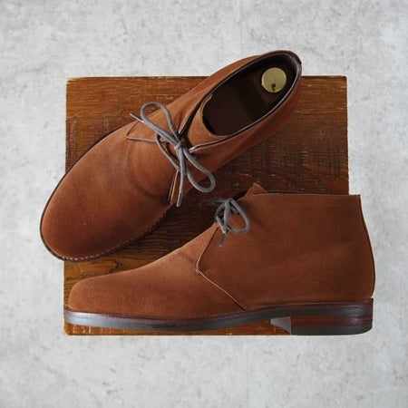 ★三陽山長 SIZE 6.5【定価￥80,300-★ヴェルトショーン製法/長六郎/R2013ラスト】チャッカブーツ/スエード/茶/メンズ/Sanyo Yamacho★j231