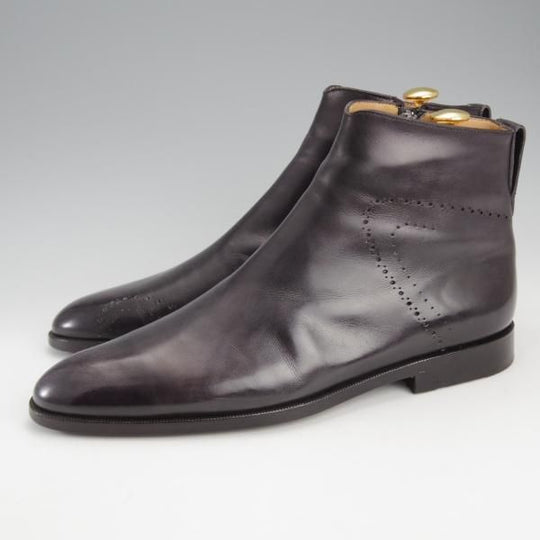 極美品★(仏)ベルルッティ SIZE 7【黒〜灰系パティーヌ★ヴェネチアレザー/サイドジップブーツ】2448/メンズ/Berluti★j235