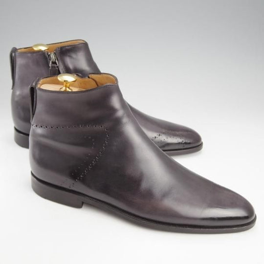 極美品★(仏)ベルルッティ SIZE 7【黒〜灰系パティーヌ★ヴェネチアレザー/サイドジップブーツ】2448/メンズ/Berluti★j235
