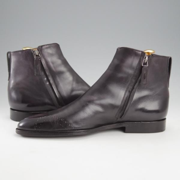 極美品★(仏)ベルルッティ SIZE 7【黒〜灰系パティーヌ★ヴェネチアレザー/サイドジップブーツ】2448/メンズ/Berluti★j235
