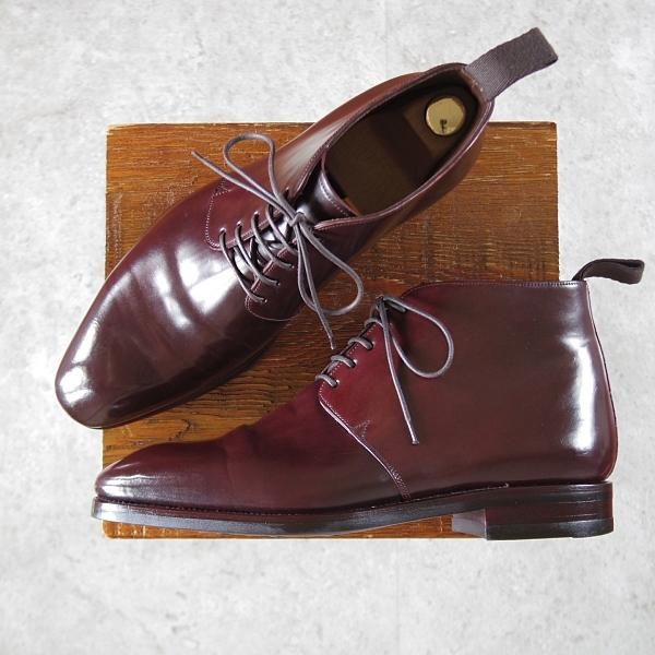 美品★(スペイン製)カルミナ SIZE 7【定価￥121,000-★コードバン仕様/チャッカブーツ/905】SIMPSONラスト/赤茶/メンズ/CARMINA★j236