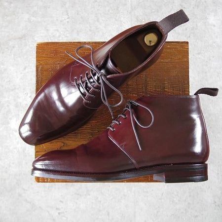 美品★(スペイン製)カルミナ SIZE 7【定価￥121,000-★コードバン仕様/チャッカブーツ/905】SIMPSONラスト/赤茶/メンズ/CARMINA★j236