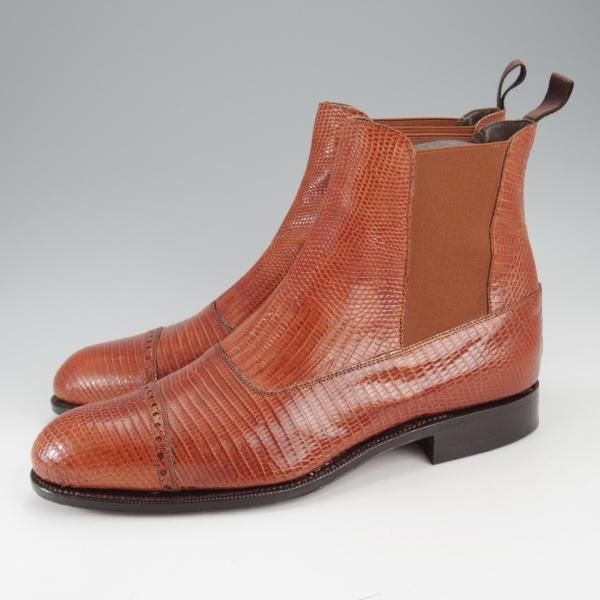 美品★(スペイン製)CARMINA/カルミナ SIZE 6.5【高額★リザード革/トレーディングポスト別注/サイドゴアブーツ】茶/Trading Post★j240