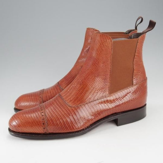 美品★(スペイン製)CARMINA/カルミナ SIZE 6.5【高額★リザード革/トレーディングポスト別注/サイドゴアブーツ】茶/Trading Post★j240