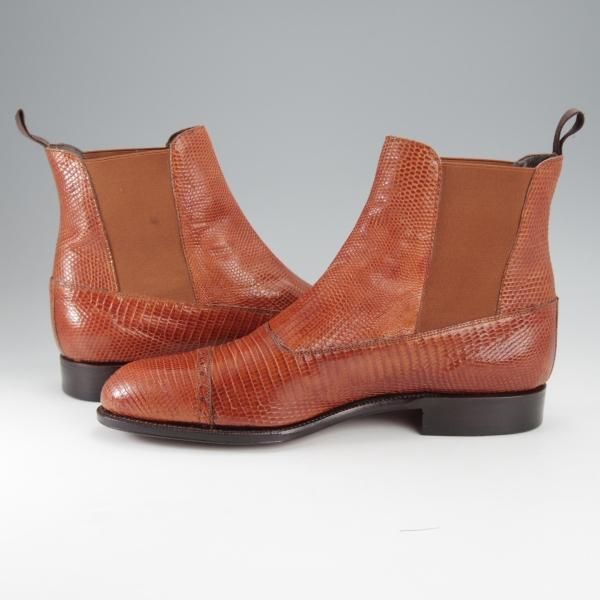 美品★(スペイン製)CARMINA/カルミナ SIZE 6.5【高額★リザード革/トレーディングポスト別注/サイドゴアブーツ】茶/Trading Post★j240