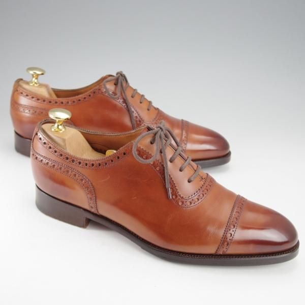 美品★エドワードグリーン 5.5E【定価￥174,900-★CANTERBURY/カンタベリー/82ラスト】クォーターブローグ/カーフ/茶/EDWARD GREEN★j250