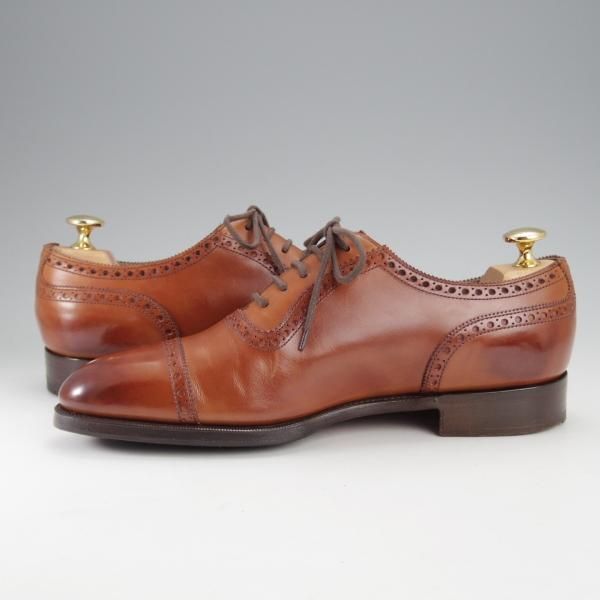 美品★エドワードグリーン 5.5E【定価￥174,900-★CANTERBURY/カンタベリー/82ラスト】クォーターブローグ/カーフ/茶/EDWARD GREEN★j250