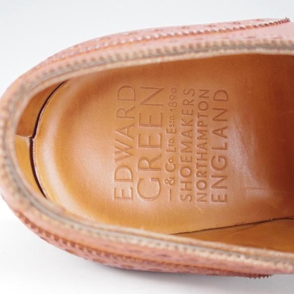 美品★エドワードグリーン 5.5E【定価￥174,900-★CANTERBURY/カンタベリー/82ラスト】クォーターブローグ/カーフ/茶/EDWARD GREEN★j250