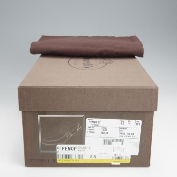 極美品★チャーチ 55F/UK5.5【定価￥157,300-★コインローファー/Pembrey】126ラスト/ビーフロール/プレステージカーフ/黒/Church's★j277
