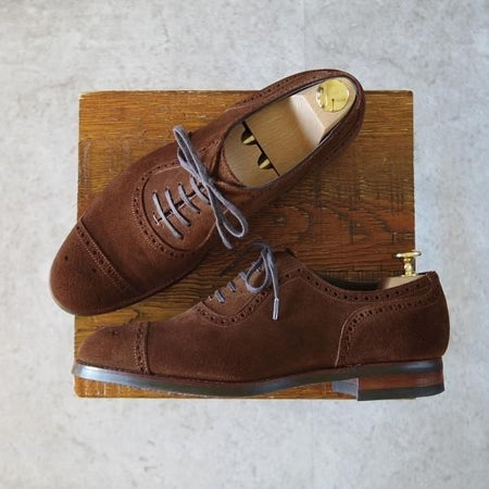 極美品★三陽山長 SIZE 6.5【モデル定価￥73,440-★琴四郎/R2010ラスト】セミブローグ/スエード/茶/KINSHIRO/SanyoYamacho★j278