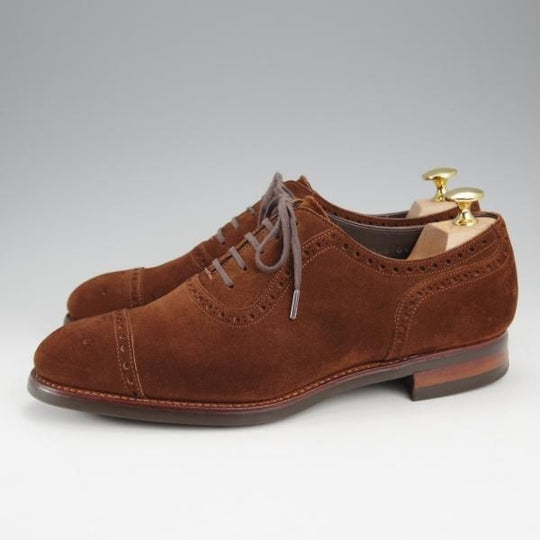 極美品★三陽山長 SIZE 6.5【モデル定価￥73,440-★琴四郎/R2010ラスト】セミブローグ/スエード/茶/KINSHIRO/SanyoYamacho★j278