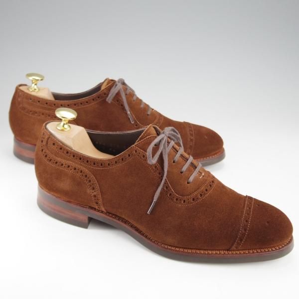 極美品★三陽山長 SIZE 6.5【モデル定価￥73,440-★琴四郎/R2010ラスト】セミブローグ/スエード/茶/KINSHIRO/SanyoYamacho★j278