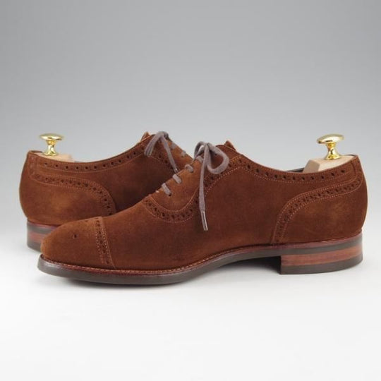 極美品★三陽山長 SIZE 6.5【モデル定価￥73,440-★琴四郎/R2010ラスト】セミブローグ/スエード/茶/KINSHIRO/SanyoYamacho★j278
