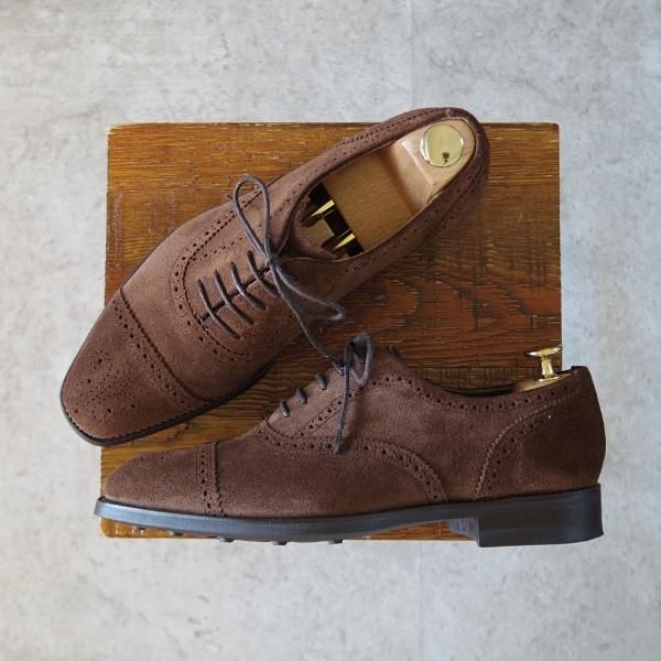 極美品★(英)BARKER/バーカー 6F【定価￥49,500-★ダイナイトソール仕様/4303FW11】セミブローグ/スエード/濃茶/メンズ★j282