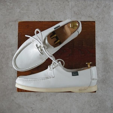 極上★パラブーツ SIZE 5【★DOMINGUE/デッキシューズ】Uチップ/カーフ/白/メンズ/Paraboot★j289