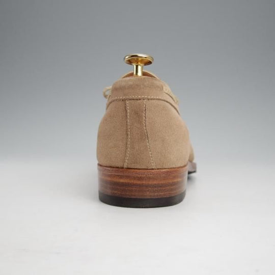 極美品★(伊)エンツォ・ボナフェ SIZE 6【定価10万円程度★BEAMS別注/リボンローファー】スエード/薄茶/ビームス/Enzo Bonafe★j290