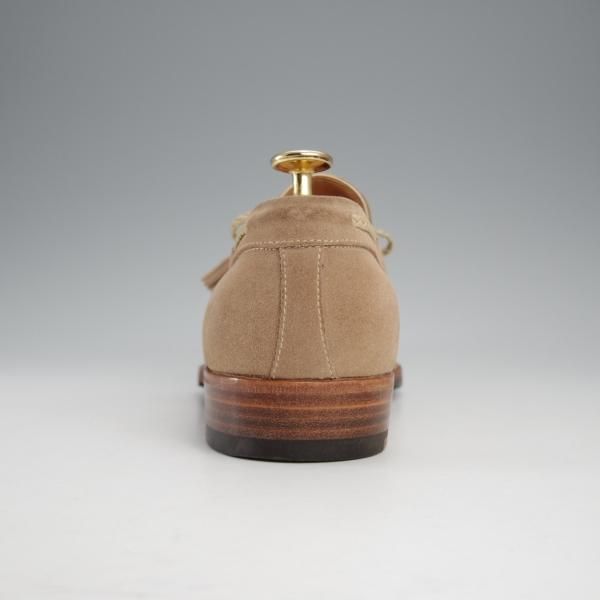 極美品★(伊)エンツォ・ボナフェ SIZE 6【定価10万円程度★BEAMS別注/リボンローファー】スエード/薄茶/ビームス/Enzo Bonafe★j290