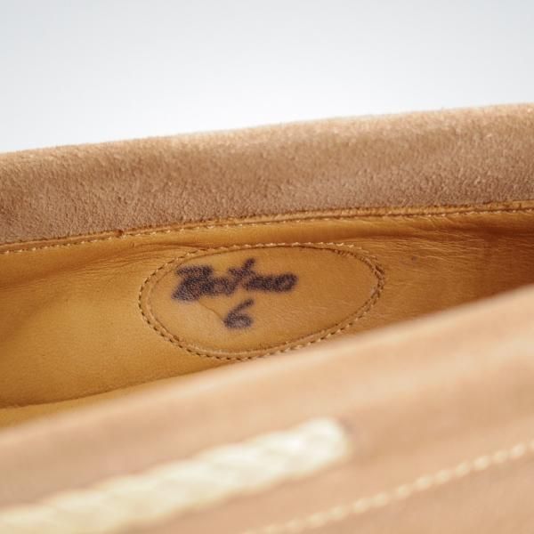 極美品★(伊)エンツォ・ボナフェ SIZE 6【定価10万円程度★BEAMS別注/リボンローファー】スエード/薄茶/ビームス/Enzo Bonafe★j290