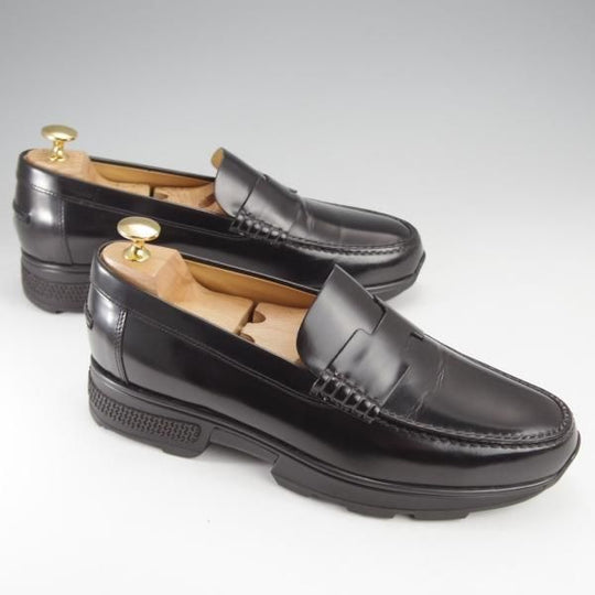 極美品★(伊製)HERMES/エルメス SIZE 40【★ローファー/黒】ポリッシュレザー/メンズ★j291