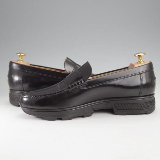 極美品★(伊製)HERMES/エルメス SIZE 40【★ローファー/黒】ポリッシュレザー/メンズ★j291