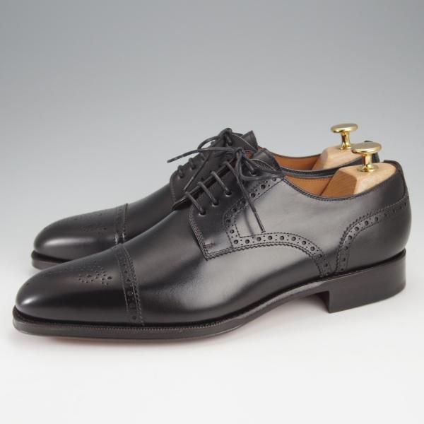 未使用★(スペイン製)YANKO/ヤンコ SIZE 7.5【★グッドイヤーウェルテッド製法/セミブローグ】14468/カーフ/黒/メンズ★j292