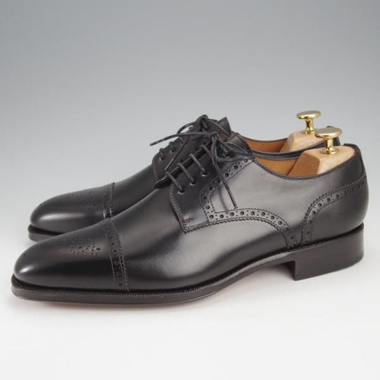 未使用★(スペイン製)YANKO/ヤンコ SIZE 7.5【★グッドイヤーウェルテッド製法/セミブローグ】14468/カーフ/黒/メンズ★j292