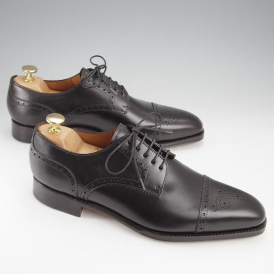 未使用★(スペイン製)YANKO/ヤンコ SIZE 7.5【★グッドイヤーウェルテッド製法/セミブローグ】14468/カーフ/黒/メンズ★j292