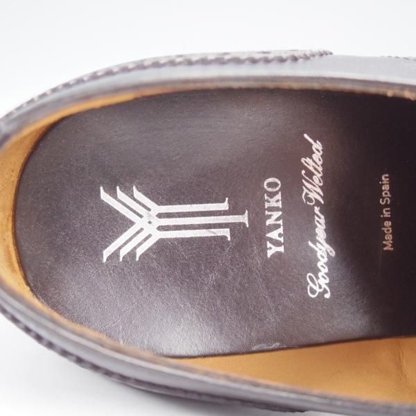 未使用★(スペイン製)YANKO/ヤンコ SIZE 7.5【★グッドイヤーウェルテッド製法/セミブローグ】14468/カーフ/黒/メンズ★j292