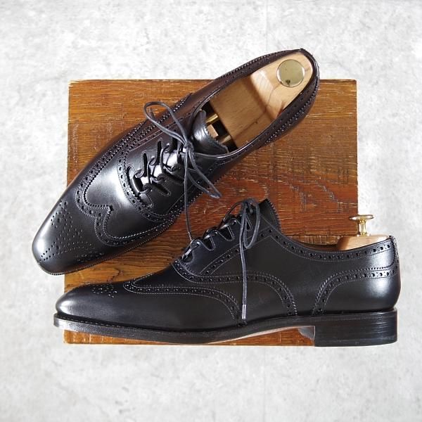 未使用★(スペイン製)YANKO/ヤンコ SIZE 7.5【★グッドイヤーウェルテッド製法/ギリーシューズ】14618/フルブローグ/カーフ/黒★j294