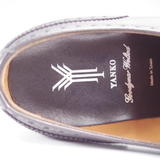 未使用★(スペイン製)YANKO/ヤンコ SIZE 7.5【★グッドイヤーウェルテッド製法/ギリーシューズ】14618/フルブローグ/カーフ/黒★j294