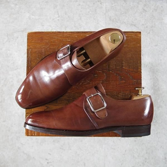 ★クロケット&ジョーンズ 6.5E【★モンクストラップ/PORTSMOUTH】318ラスト/カーフ/茶/メンズ/Crockett&Jones★j296