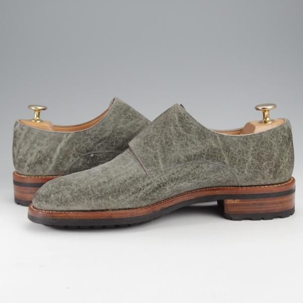 極美品★(伊)F.LLIジャコメッティ SIZE 39.5【定価￥145,800-★象革/エレファントレザー/FG353】ダブルモンク/灰/Giacometti★j300