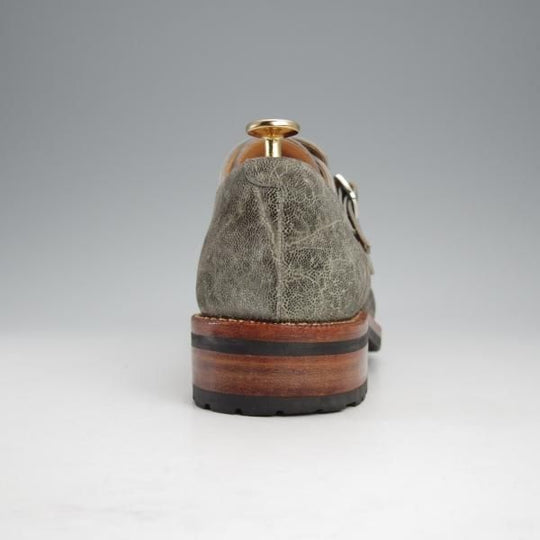 極美品★(伊)F.LLIジャコメッティ SIZE 39.5【定価￥145,800-★象革/エレファントレザー/FG353】ダブルモンク/灰/Giacometti★j300