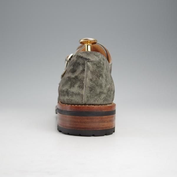 極美品★(伊)F.LLIジャコメッティ SIZE 39.5【定価￥145,800-★象革/エレファントレザー/FG353】ダブルモンク/灰/Giacometti★j300