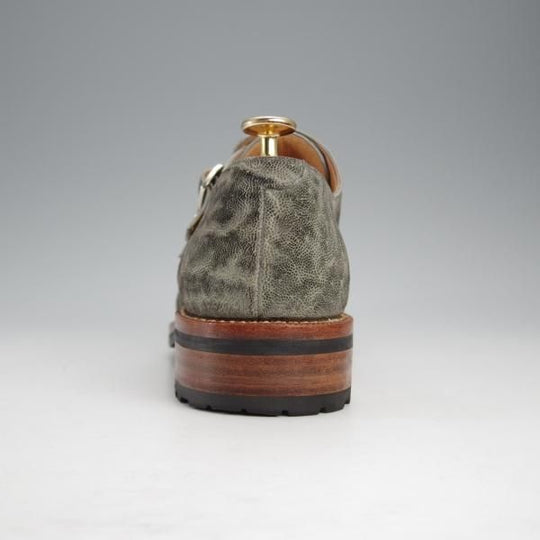 極美品★(伊)F.LLIジャコメッティ SIZE 39.5【定価￥145,800-★象革/エレファントレザー/FG353】ダブルモンク/灰/Giacometti★j300