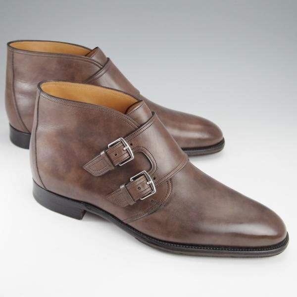 極美品★ジョンロブ SIZE 42/UK8.5程度【貴重★エルメス別注/HERMES/ミュージアムカーフ】LOUIS/ダブルモンク/ブーツ/JOHN LOBB★j304