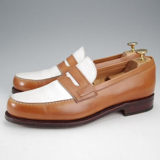 美品★(スペイン製)CARMINA/カルミナ SIZE 8【コンビ仕様★コインローファー/80412】薄茶×白/カーフ/メンズ★j310