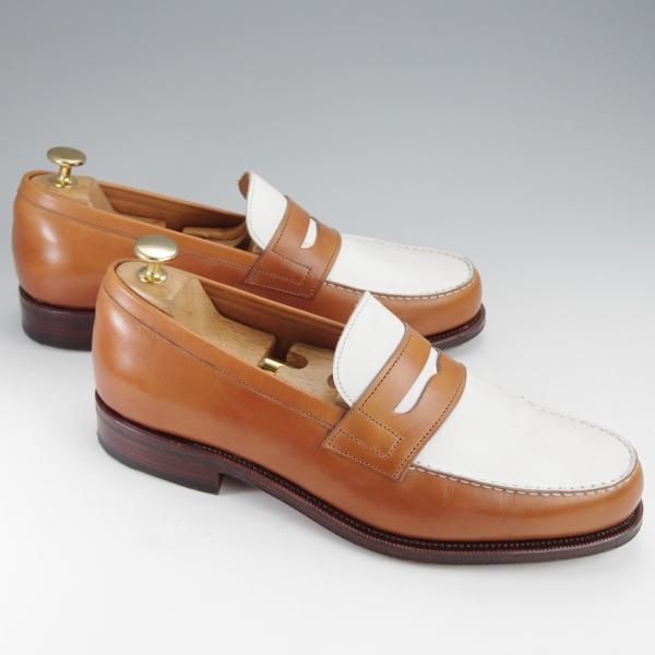 美品★(スペイン製)CARMINA/カルミナ SIZE 8【コンビ仕様★コインローファー/80412】薄茶×白/カーフ/メンズ★j310