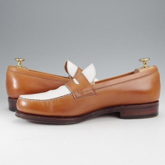 美品★(スペイン製)CARMINA/カルミナ SIZE 8【コンビ仕様★コインローファー/80412】薄茶×白/カーフ/メンズ★j310