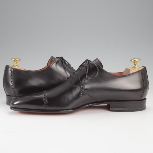 未使用★(伊)サントーニ SIZE 5【定価￥101,200-★パンチドキャップトゥ/14728】カーフ/黒/メンズ/Santoni★j311