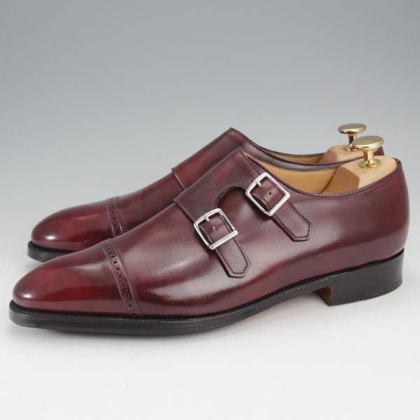 極美品★ジョンロブ 6E【貴重★CAMBORNE/ミスティカーフ】7000ラスト/ケンボーン/ダブルモンク/CLARET/赤茶/メンズ/JOHN LOBB★j315