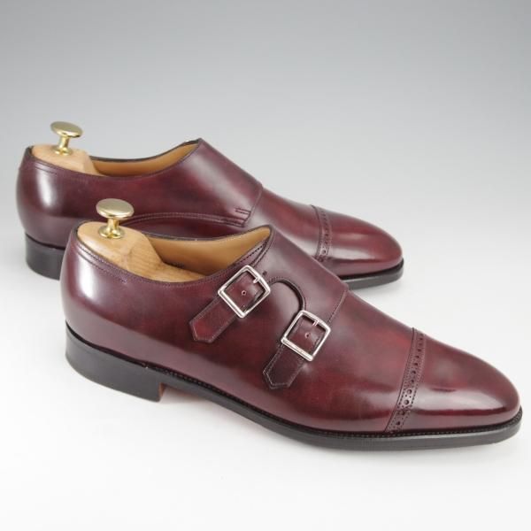 極美品★ジョンロブ 6E【貴重★CAMBORNE/ミスティカーフ】7000ラスト/ケンボーン/ダブルモンク/CLARET/赤茶/メンズ/JOHN LOBB★j315