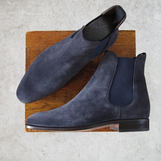 未使用★(スペイン製)CARMINA/カルミナ SIZE 6.5【定価￥80,300-★サイドゴアブーツ/80216】スエード/濃紺/メンズ★j318