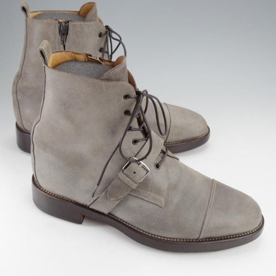 美品★(伊製)HERMES/エルメス SIZE 41【ブラックラピド製法★レースアップブーツ/バケッタ風スエード】モンクストラップ★j322