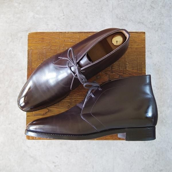 美品★(浅草)RENDO/レンド SIZE 6.5【モデル定価￥60,500-★チャッカブーツ/7706】カーフ/濃茶/メンズ/★j323