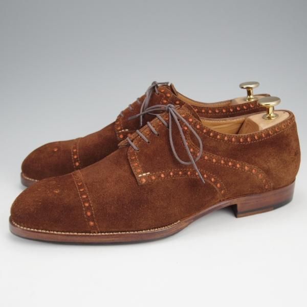 極上★(東欧)サンクリスピン SIZE 6.5【貴重★ハンドソーンウェルテッド製法/トレーディングポスト別注】セミブローグ/スエード/茶★j326