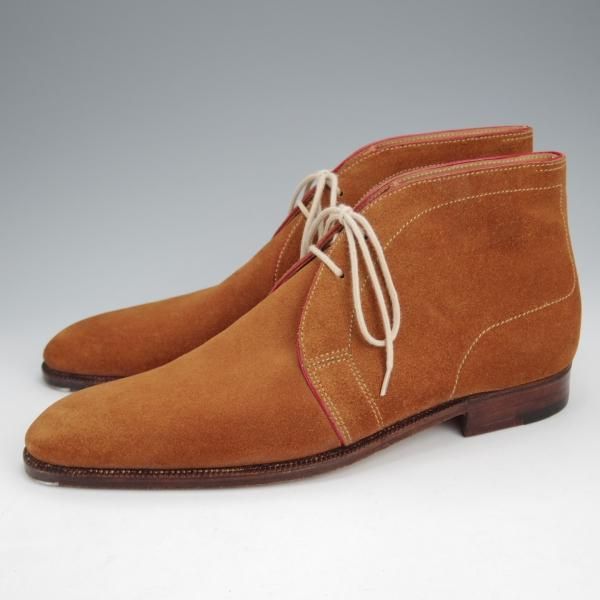 未使用★クロケット&ジョーンズ UK6程度【オーダー価格5000ユーロ(72万円程度)★パリ店のビスポーク品】チャッカブーツ/茶★j328