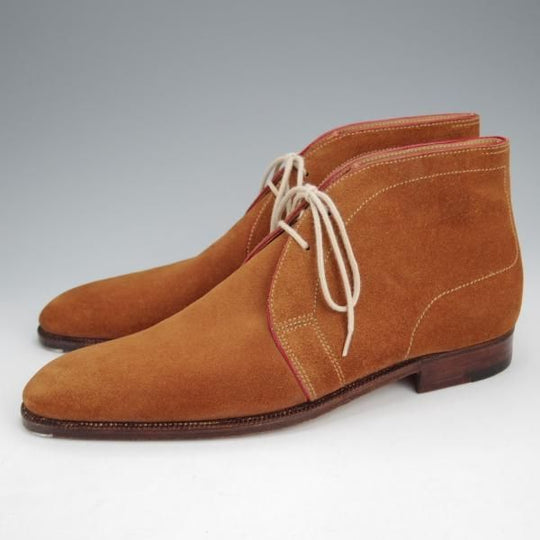 未使用★クロケット&ジョーンズ UK6程度【オーダー価格5000ユーロ(72万円程度)★パリ店のビスポーク品】チャッカブーツ/茶★j328